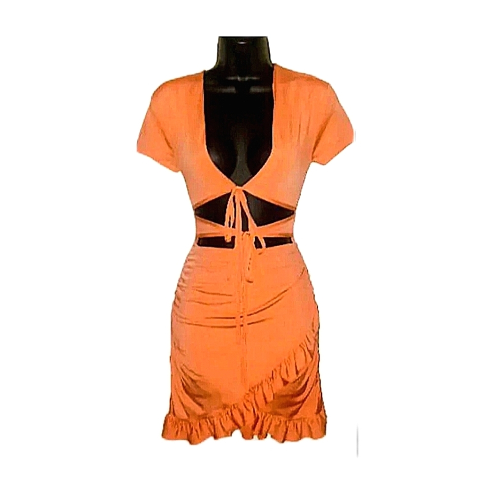 Shein Peach Ruffled Party Dress - Picture 2 of 4